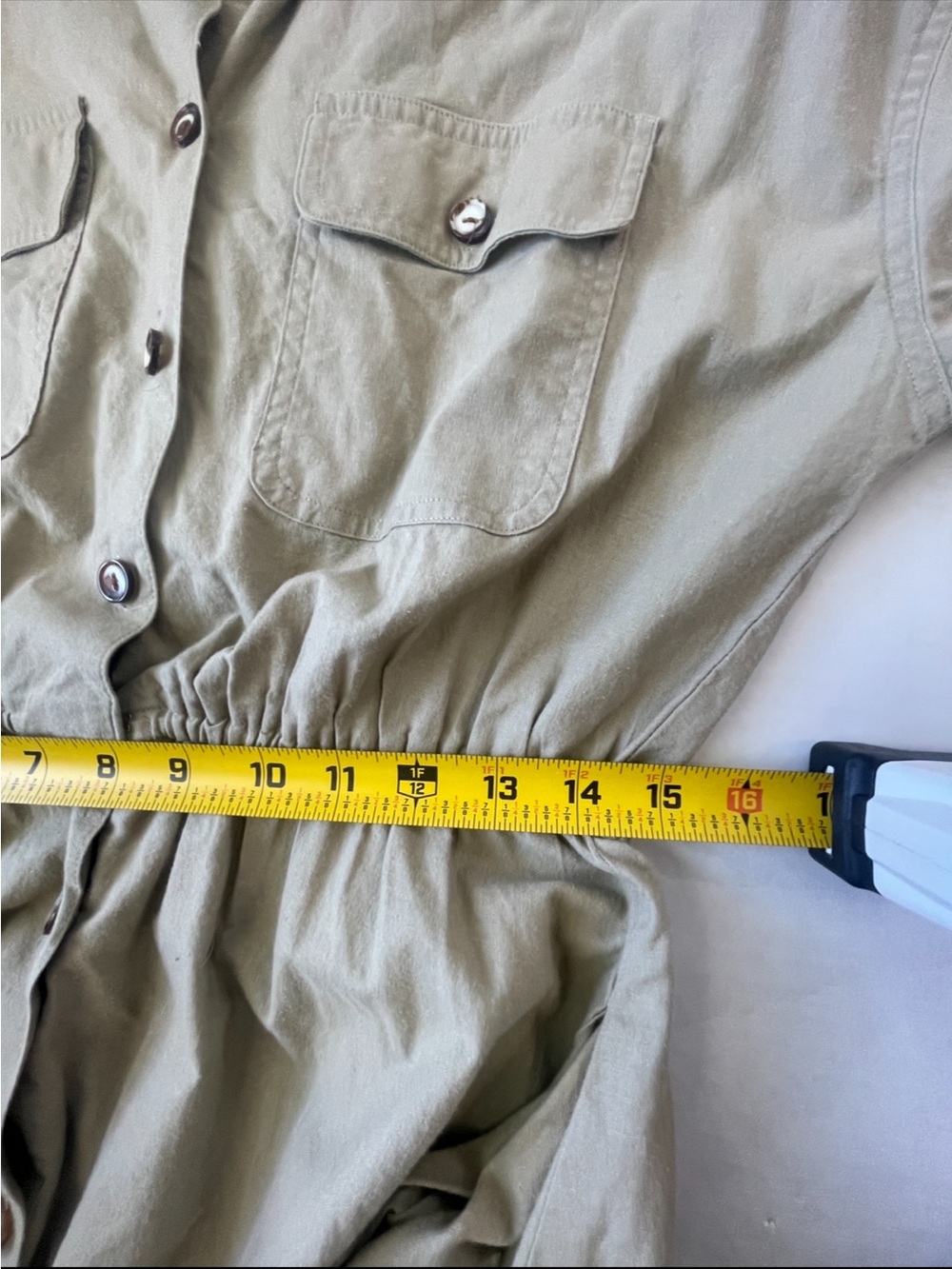 Vintage Impromptu Khaki Shirt Dress Size 12 Tall w Matching Belt 100% Cotton - Picture 6 of 7
